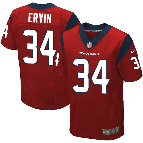 Men's Elite Tyler Ervin Nike Jersey Red Alternate - #34 NFL Houston Texans